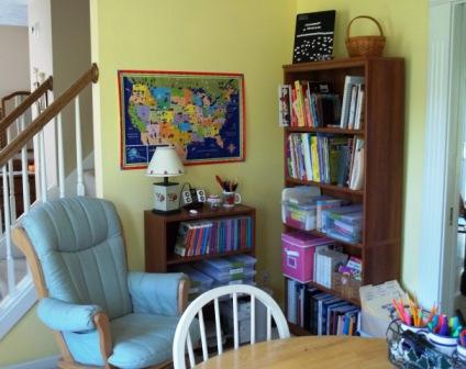 Homeschool learning room bookcase corner