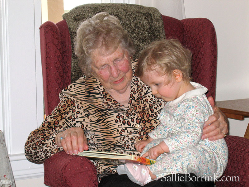 Johanna Baareman smiling at her great-granddaughter's first birthday.