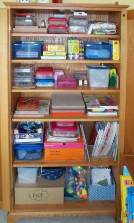 Homeschool Craft and Arts Supplies Cabinet