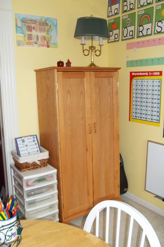 Craft Cabinet in Homeschool Learning Room