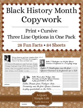 Black History Month Copywork – Print & Cursive - A Quiet Simple Life ...