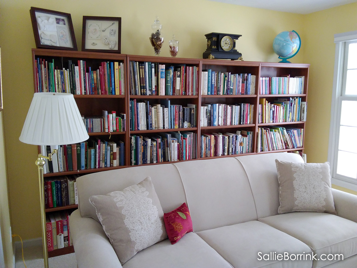 Library remodel with bookcases and couch 2