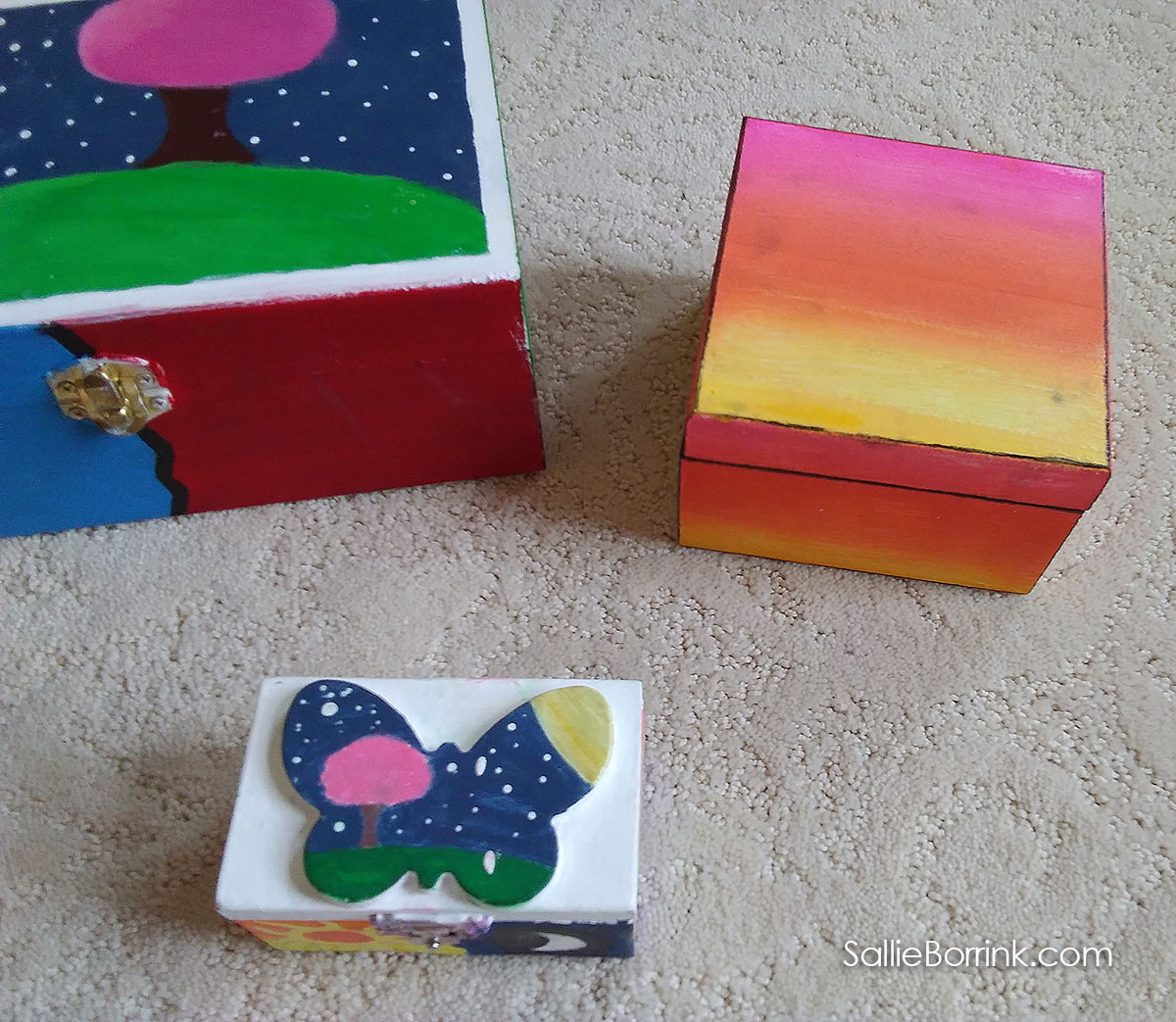 Wooden Boxes Painted with Acrylics 3