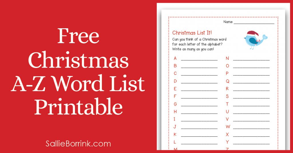 Free Christmas A-Z Word List Printable - A Quiet Simple Life with Sallie Borrink