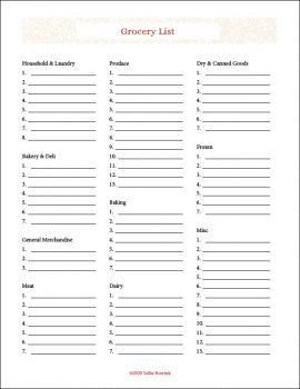 free printable grocery lists a quiet simple life with sallie borrink