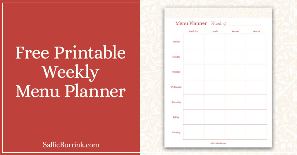 Free Printable Weekly Menu Planner