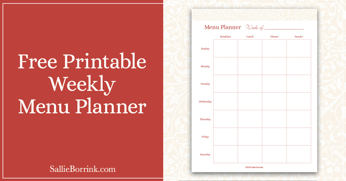 Free Printable Weekly Menu Planner | A Quiet Simple Life | Sallie Borrink