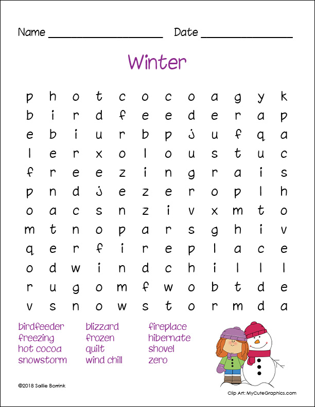 Free Printable Winter Word Searches A Quiet Simple Life with Sallie