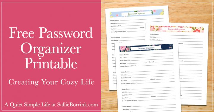 Free Password Organizer Printable - A Quiet Simple Life with Sallie Borrink