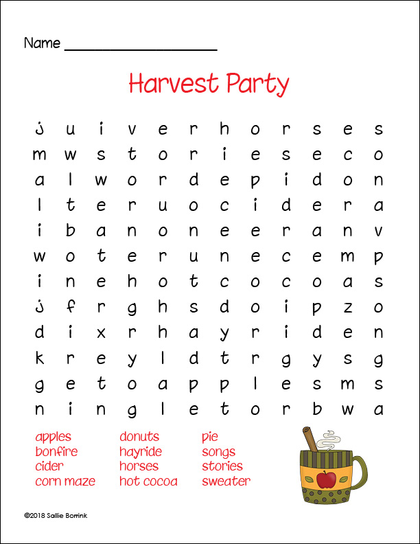 free harvest party word search for kids a quiet simple life with