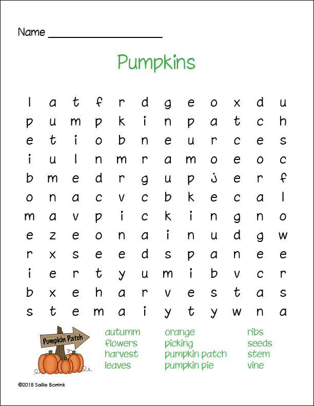 Pumpkin Word Search Free Printable
