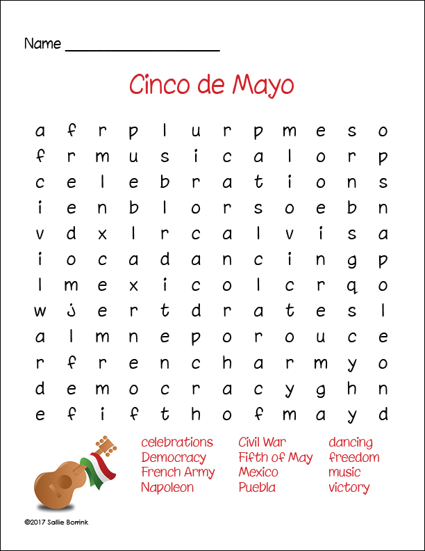 Cinco De Mayo Word Search Free Printable I Will Burn