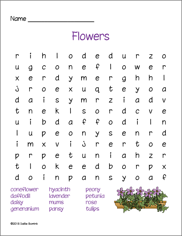 Free Flowers Word Search A Quiet Simple Life with Sallie Borrink