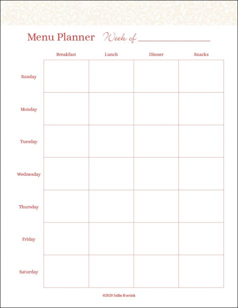 Free Printable Weekly Menu Planner | A Quiet Simple Life