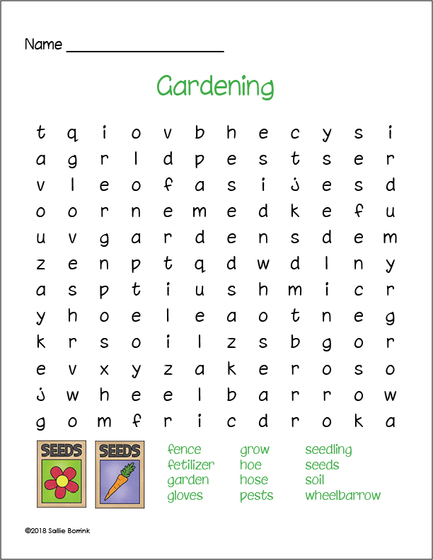 Free Gardening Word Search A Quiet Simple Life with Sallie Borrink