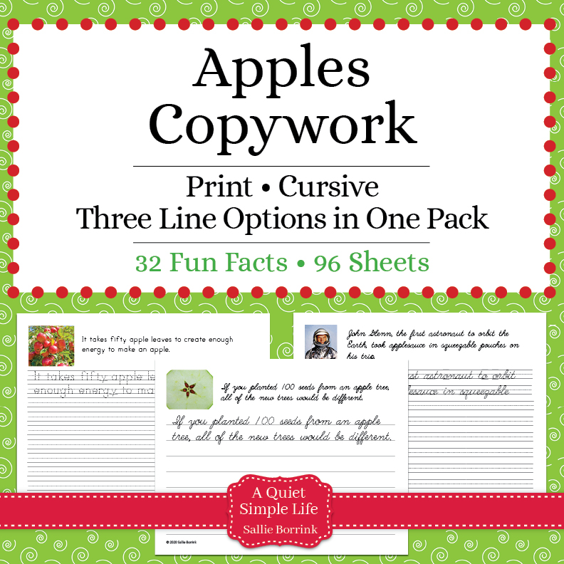Apples Copywork – Print & Cursive