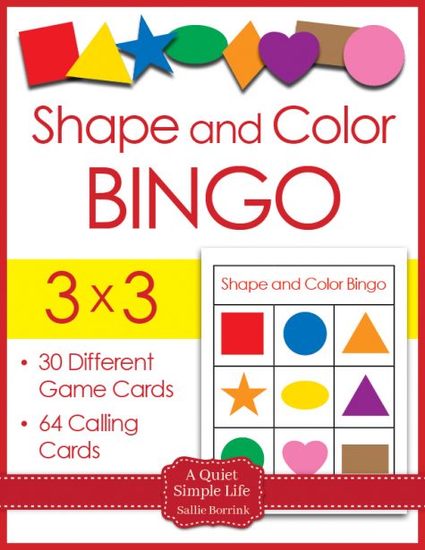 Shapes and Colors Bingo Printable Game 3x3