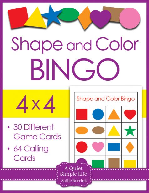 Shapes and Colors Bingo Game Printable Cards 4x4