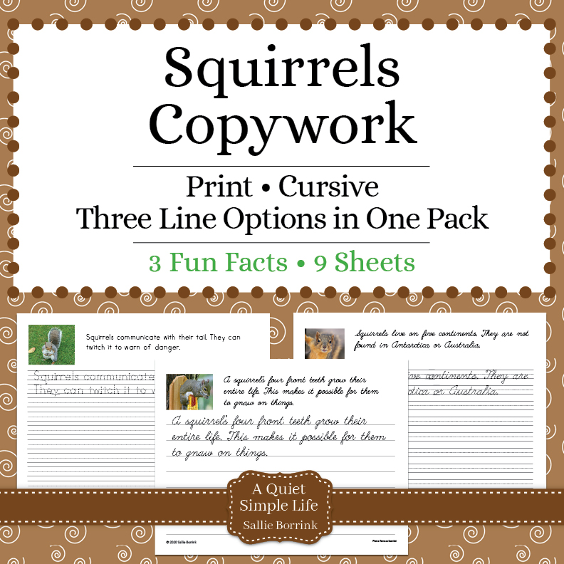 Squirrels Fun Facts Copywork – Free