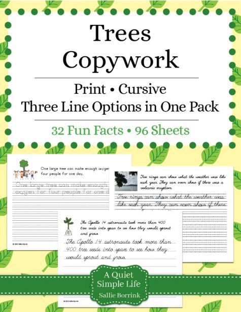 Trees Copywork – Print and Cursive
