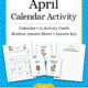 Free April Calendar Printable Activity for Kids