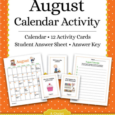 Free August Calendar Skills Printable Activity for Kids