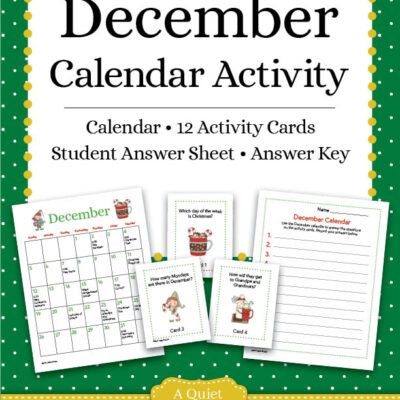Free December Calendar Skills Printable Activity for Kids
