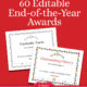 Editable End-of-the-Year Certificates - Color and Black/White