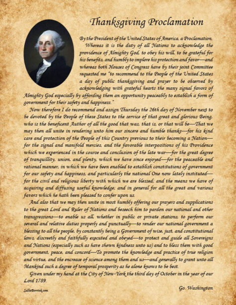Washington's Thanksgiving Proclamation Printable