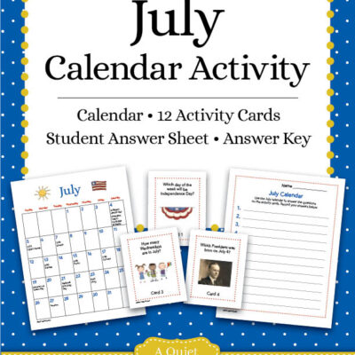 Free July Calendar Skills Printable Activity for Kids