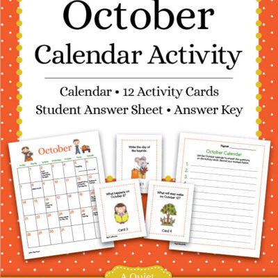 Free October Calendar Skills Printable Activity for Kids