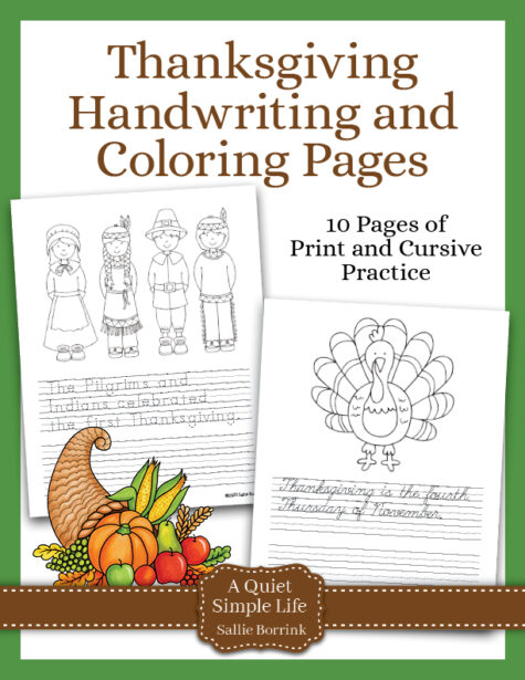 Thanksgiving Handwriting and Coloring Pages