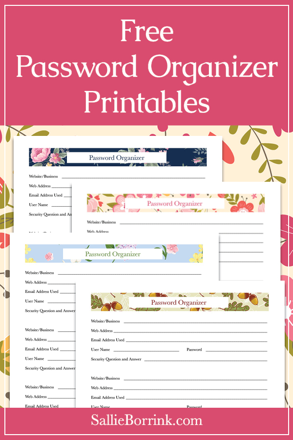 Free Password Organizer Printables - A Quiet Simple Life