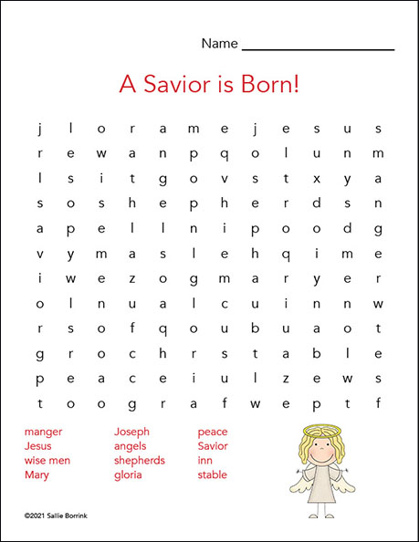 Christmas Word Search - A Savior Is Born