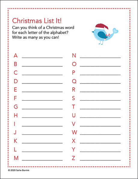 List It! Worksheet - Christmas
