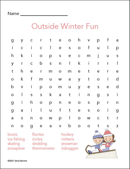 Outside Winter Fun Word Search