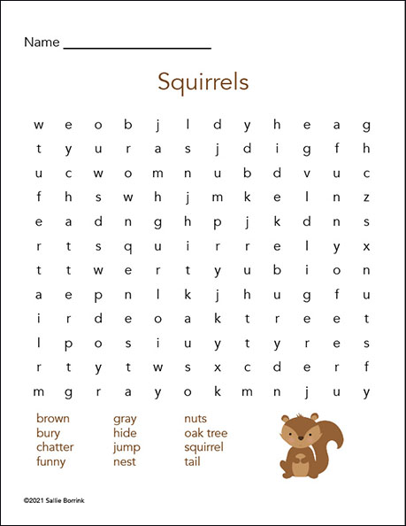 Squirrels Word Search