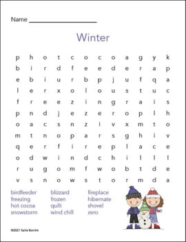 Winter word search printables for homeschool activities
