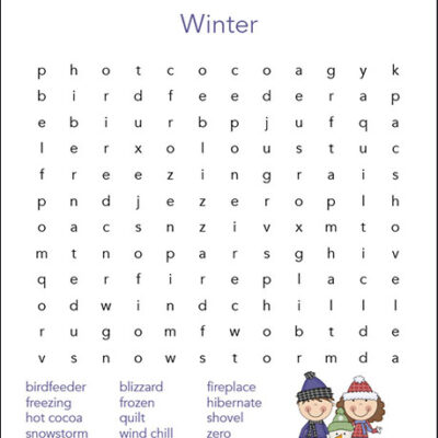 Winter word search printables for homeschool activities
