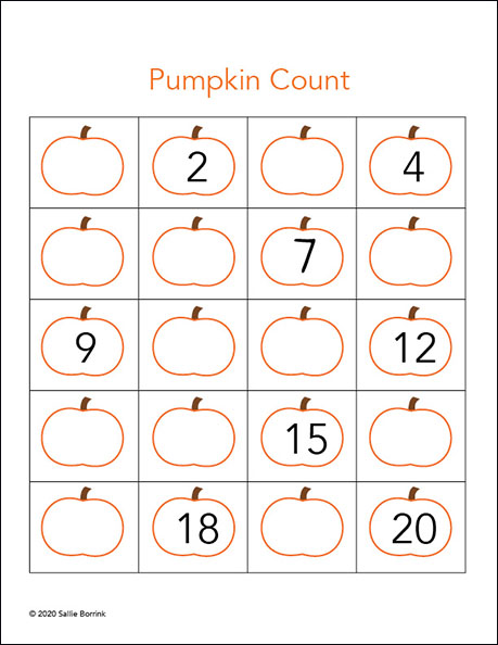 Counting Worksheet (1-20) - Pumpkins