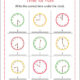 Telling Time Worksheet – Hour and Half Hour