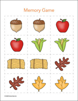 Fall Memory Game Printable | Sallie Borrink