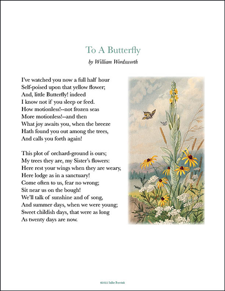 "To A Butterfly" by William Wordsworth