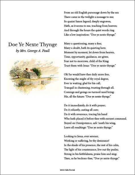 "Doe Ye Next Thynge" by Mrs. George A. Paull