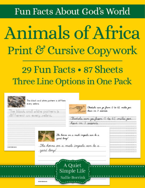 Animals of Africa Copywork – Print & Cursive