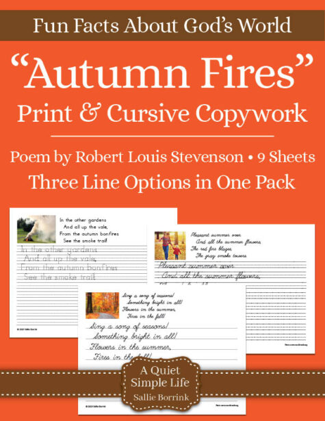 "Autumn Fires" Fall Copywork - Free