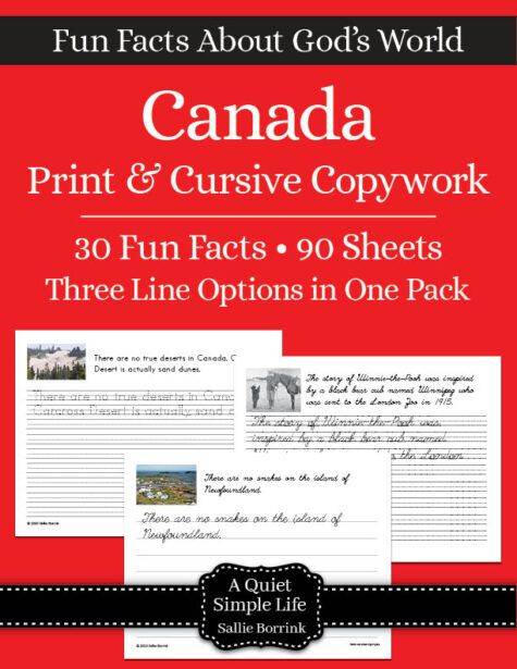 Canada Copywork – Print & Cursive
