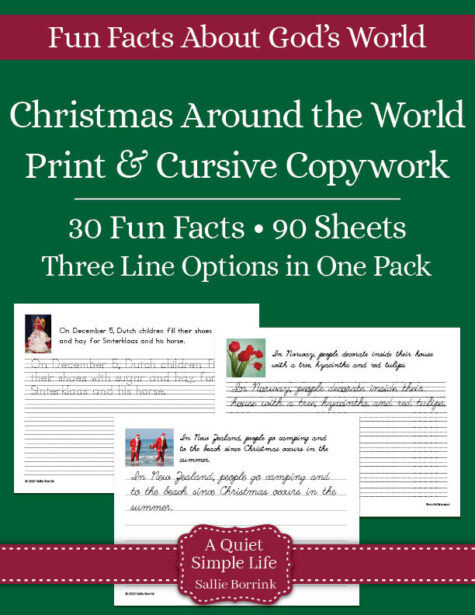 Christmas Around the World Copywork - Print & Cursive