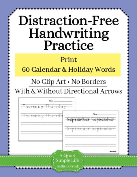 Print Handwriting Practice - 60 Calendar and Holiday Words