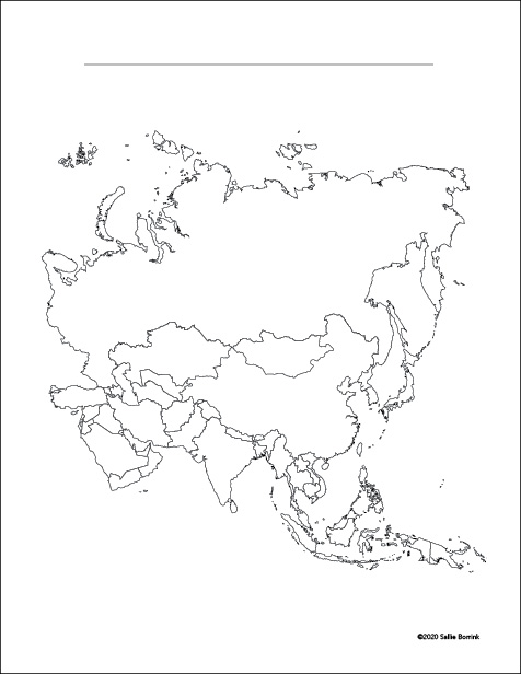 Asia - Blank Printable Map of Asia